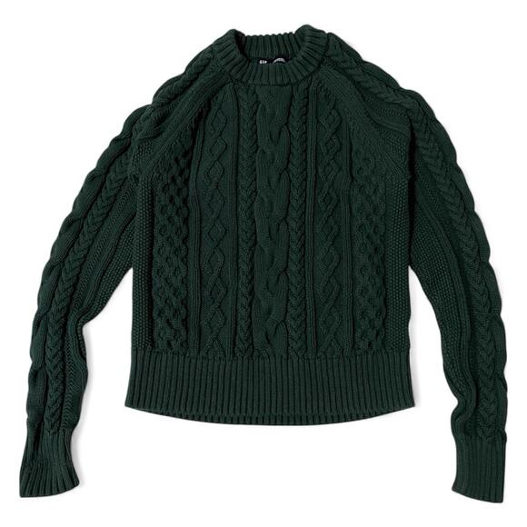 GAP Sweater Classic Cable Knit Size XXS Women Green 100% Cotton Holidays Preppy - Picture 2 of 8